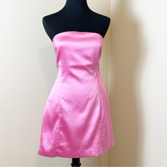 Endless Rose 🌹 SATIN CROSS SPAGHETTI TIE MINI DRESS L - Picture 5 of 13